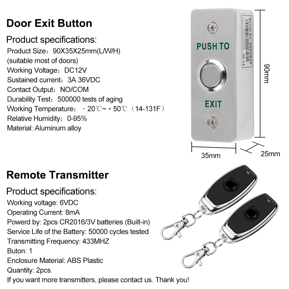 HERNAS Smart APP Kit de système de contrôle d'accès de déverrouillage d'accès WiFi, avec télécommandes/serrure magnétique 180 kg/adaptateur d'alimentation DC 12 V, temps de retard de verrouillage