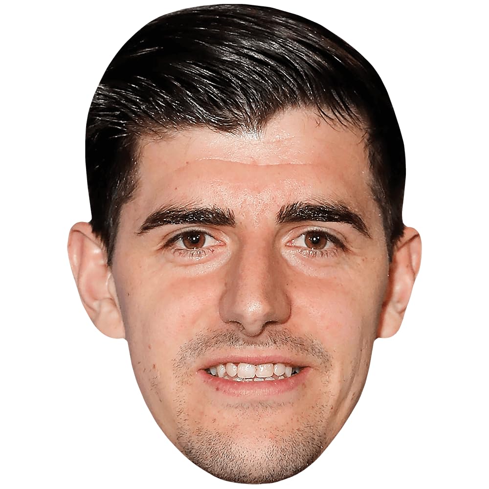 Celebrity Cutouts Lifelike Thibaut Courtois (Smile) Celebrity Mask, Flat Card Face, Fancy Dress Mask