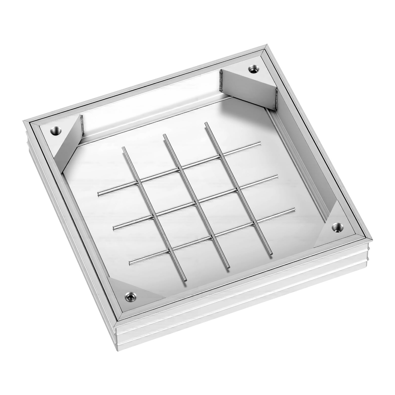 VEVOR Tapa de Alcantarilla Empotrada con Marco de Aleación de Aluminio, Tapa de Cisterna Cuadrada 30 x 30 cm, Cubierta de Inspección de Canal de Drenaje Integrada para Pavimentos, Jardines, Patios