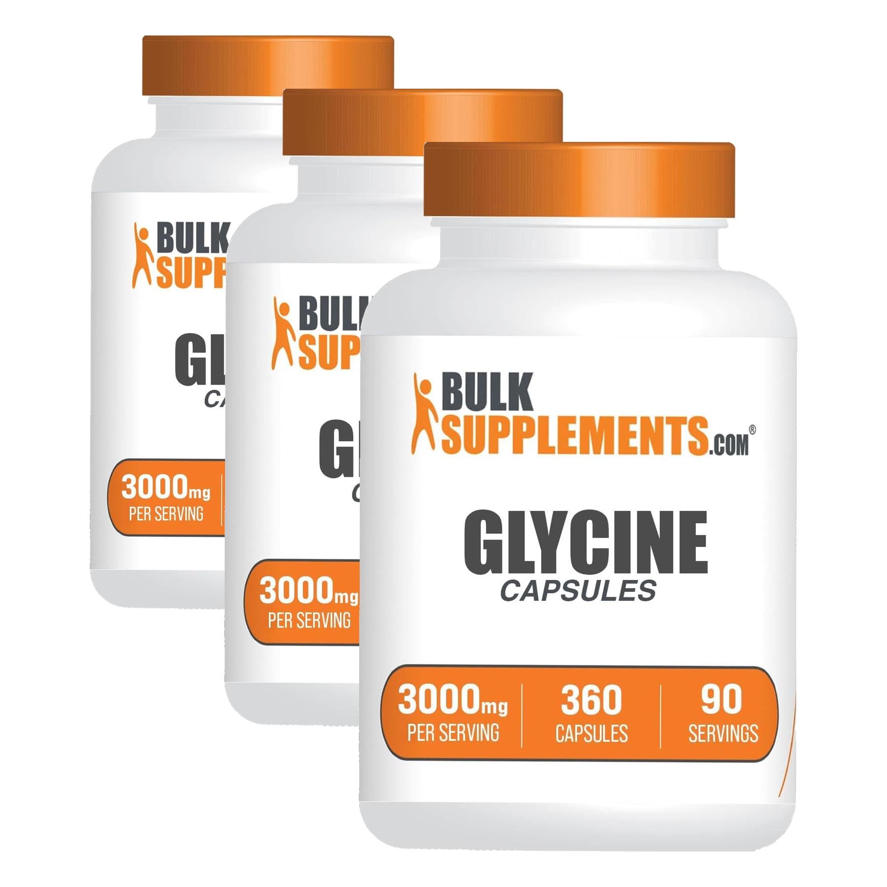 BulkSupplements.com Glycine Capsules - Amino Acid Supplement, 3000mg - Gluten Free, 4 Capsules per Serving, 360 Count (Pack of 1) — Amazon image 6