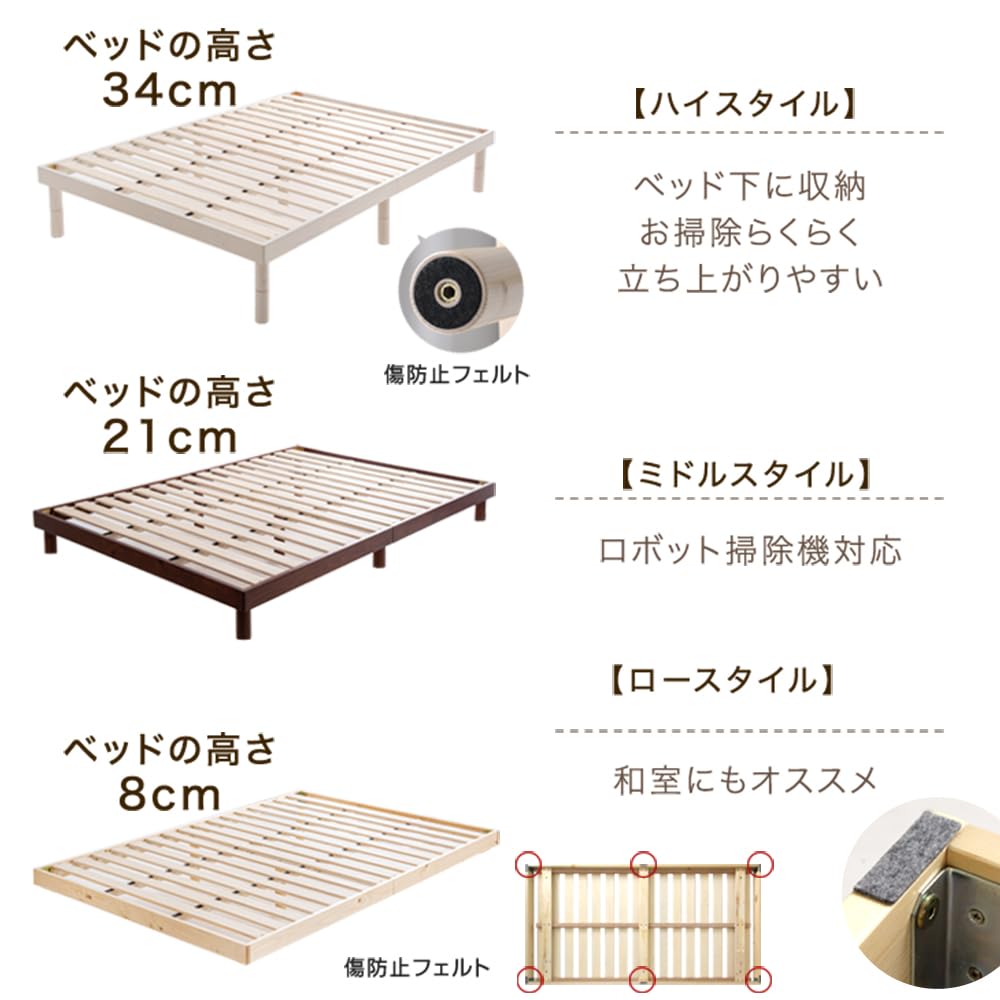 Amazon｜タンスのゲン ベッド セミダブル 【頑丈設計！耐荷重400kg