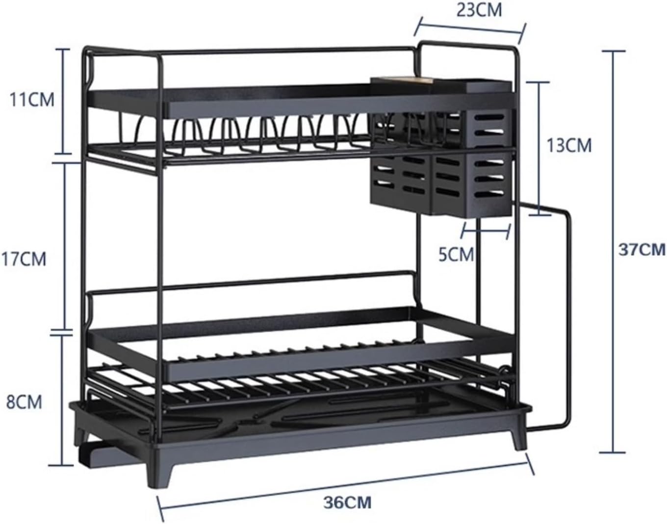 Dish Drying Rack Tableware Holder Stainless Steel Sink Drain Rack Kitchen Shelves 2-Story Dish Rack Dish Drainer Organizer Drying Rack Kitchen