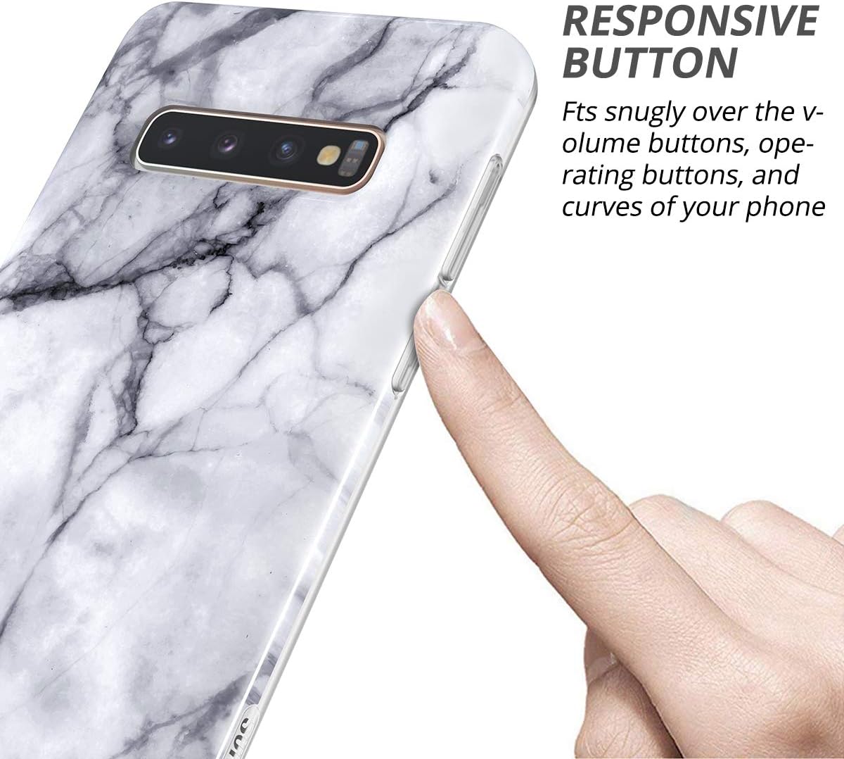 SURITCH Case for Galaxy S10,[Built-in Screen Protector] Natural Marble Full-Body Protection Shockproof Rugged Cover for Samsung Galaxy S10 6.1 Inch [Compatible with Fingerprint Sensor] (Black Marble)