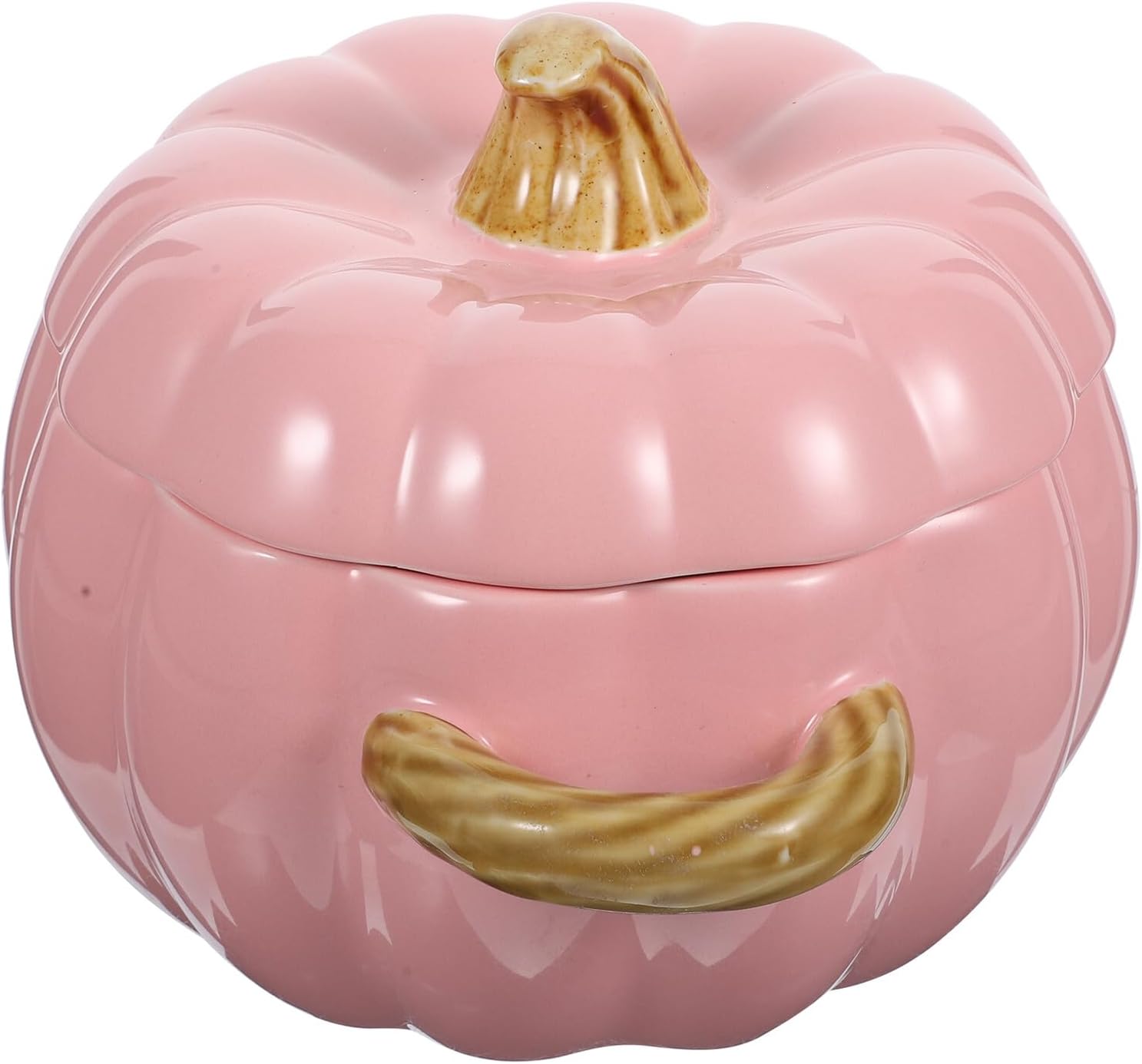 Ceramic Pumpkin Soup Bowl with Lid Pink Stew Pot Large Capacity Food Bowl for Thanksgiving Halloween Tableware