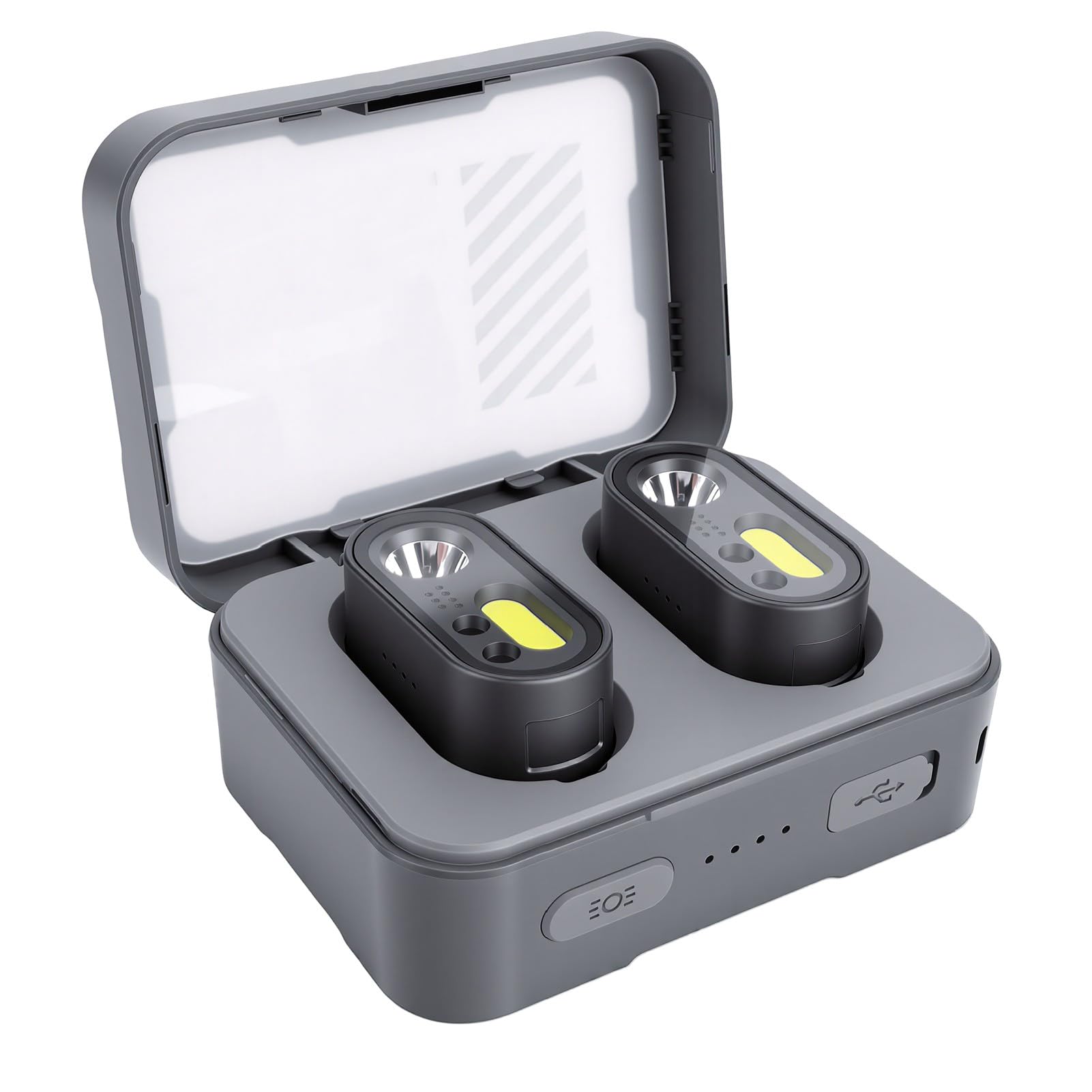 Wiederaufladbare Stirnlampe mit 6600-mAh-Powerbank-Ladeetui und Bewegungssensor, IPX4 Wasserdicht für Camping, Angeln, Wandern
