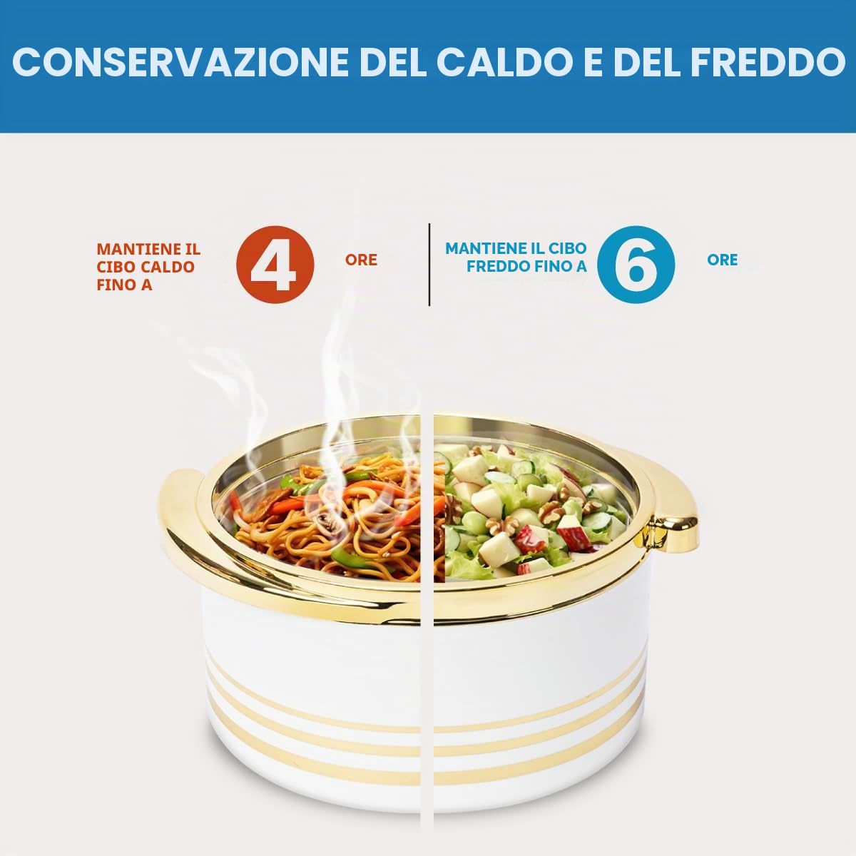 Pinnacle Casseruola isolata con coperchio, set 3 pezzi 3,7/2,6/1,5 lt. Scaldavivande termiche per zuppa/insalata, contenitore caldo in acciaio inox per le mamme