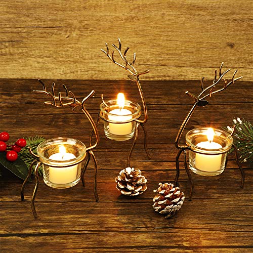 Lulu Home Set Of 6 Metal Reindeer Tea Light Candle Holders, 6.7" H Christmas Candle Holders, Christmas Reindeer Decoration For Table, Mantel, Window Sill Holiday, Wedding, Housewarming #TOP5