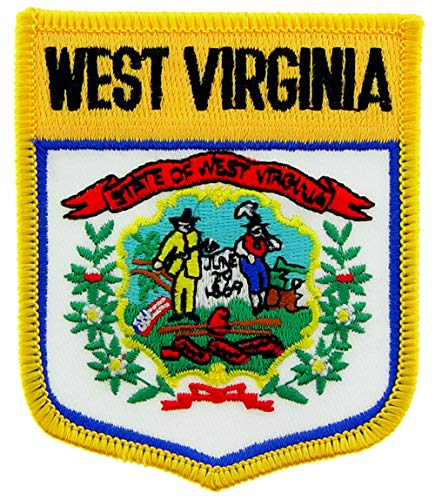 West Virginia State Flag Shield Embroidered Patch, with Iron-On Adhesive