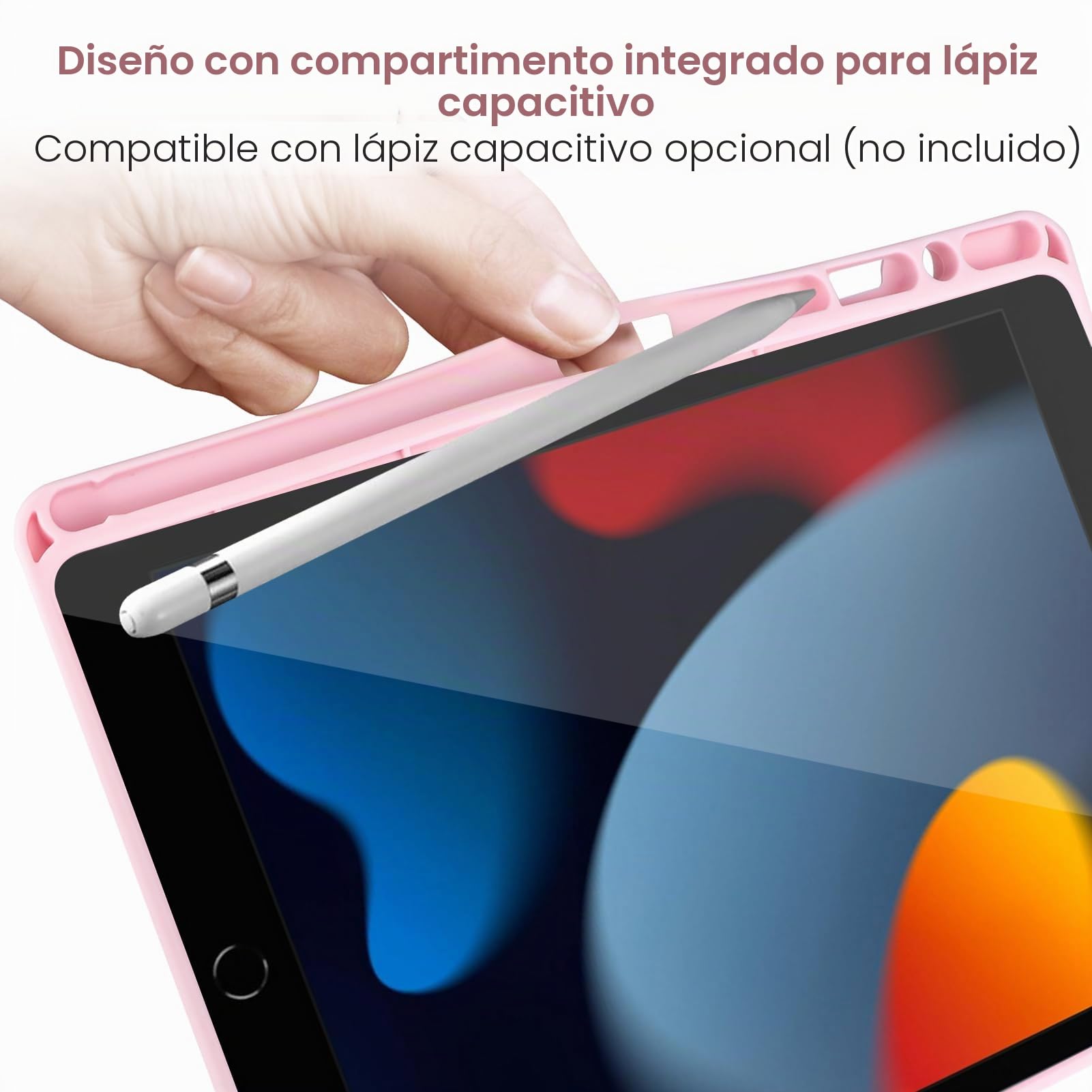 Funda con Teclado para iPad 10.2" 9ª/8ª/7ª Generación, iPad Air 3 y Pro 10.5 - Teclado Bluetooth Magnético Desmontable con Layout Español Ñ (Rosa 1)