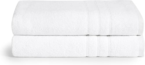 Brooklinen Toallas de baño clásicas suaves y absorbentes, color blanco, juego de 2