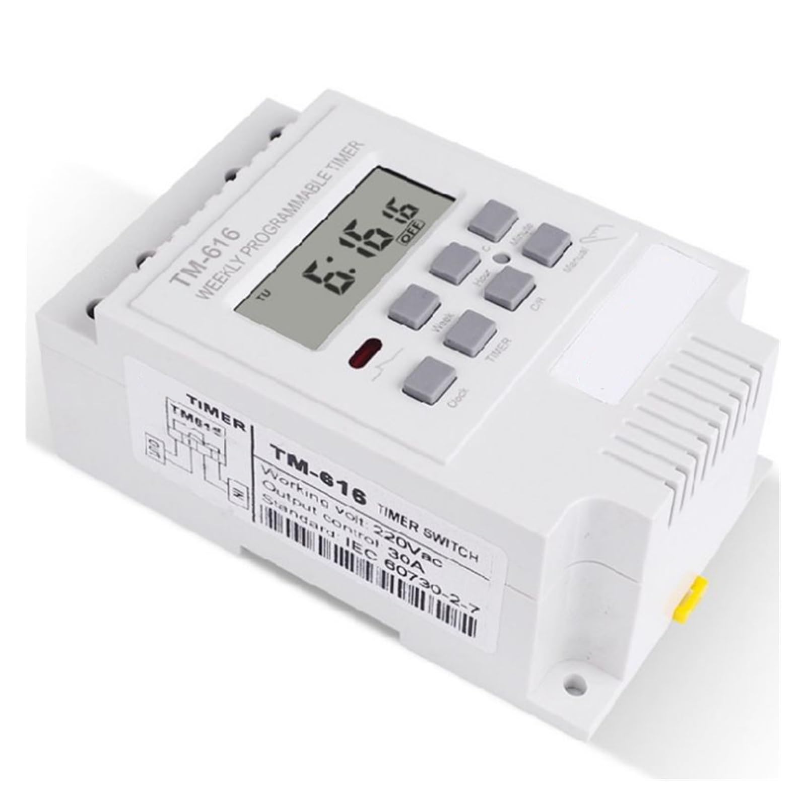 ZERVA Timer elettronico Digitale da 2 Pezzi, Controller relè programmabile settimanale 220V 30A (Size : White)