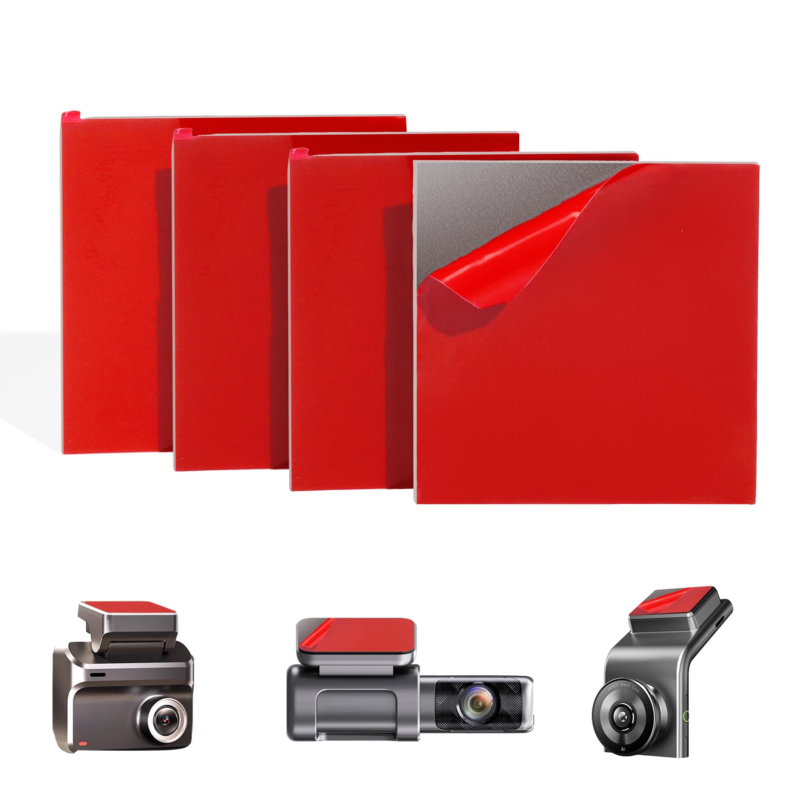 Dash Cam Adhesive Pad 4PCS Sticky Pads for Dash Cam Heat Resistant Double Sided Tape for Windshield Dashboard