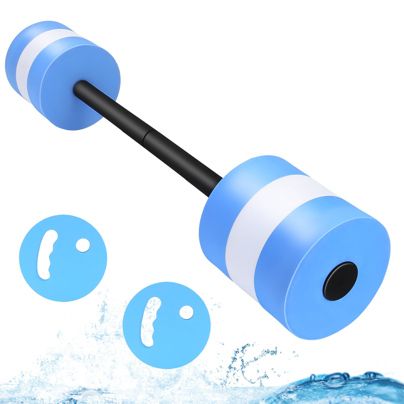 29’’Aquatic Exercise Barbell High Density EVA Foam Swim Dumbbell with Water Exercise Discs Aquatic Fitness Equipment for Children to Adults