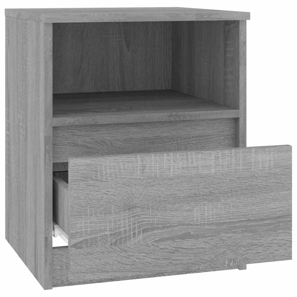 Comodini 2 Pezzi Sonoma Grigio 40x40x50cm Legno Ingegneria | Con cassetto e vano, portaoggetti multiuso, fissaggio a parete incluso, manuale di montaggio