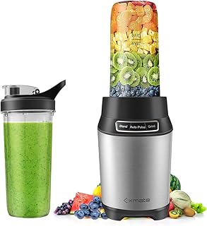 Frullatore Frullati, Exmate Smoothie Blender Multifunzione 1000W con 3 Programmi Preimpostati, 6 Lame in Acciaio Inox e 33,000 giri/min Frullatore Multifunzione per Frappè, Ghiaccio, Frutta, Verdura