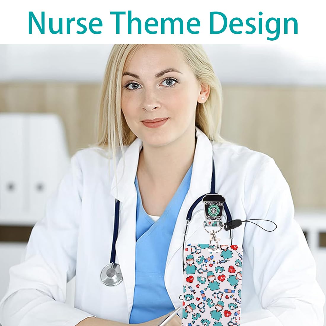 Porta Badge Con Cordino - Per Carte ID E Cellulare Per Medici E Ufficio - Foto 10