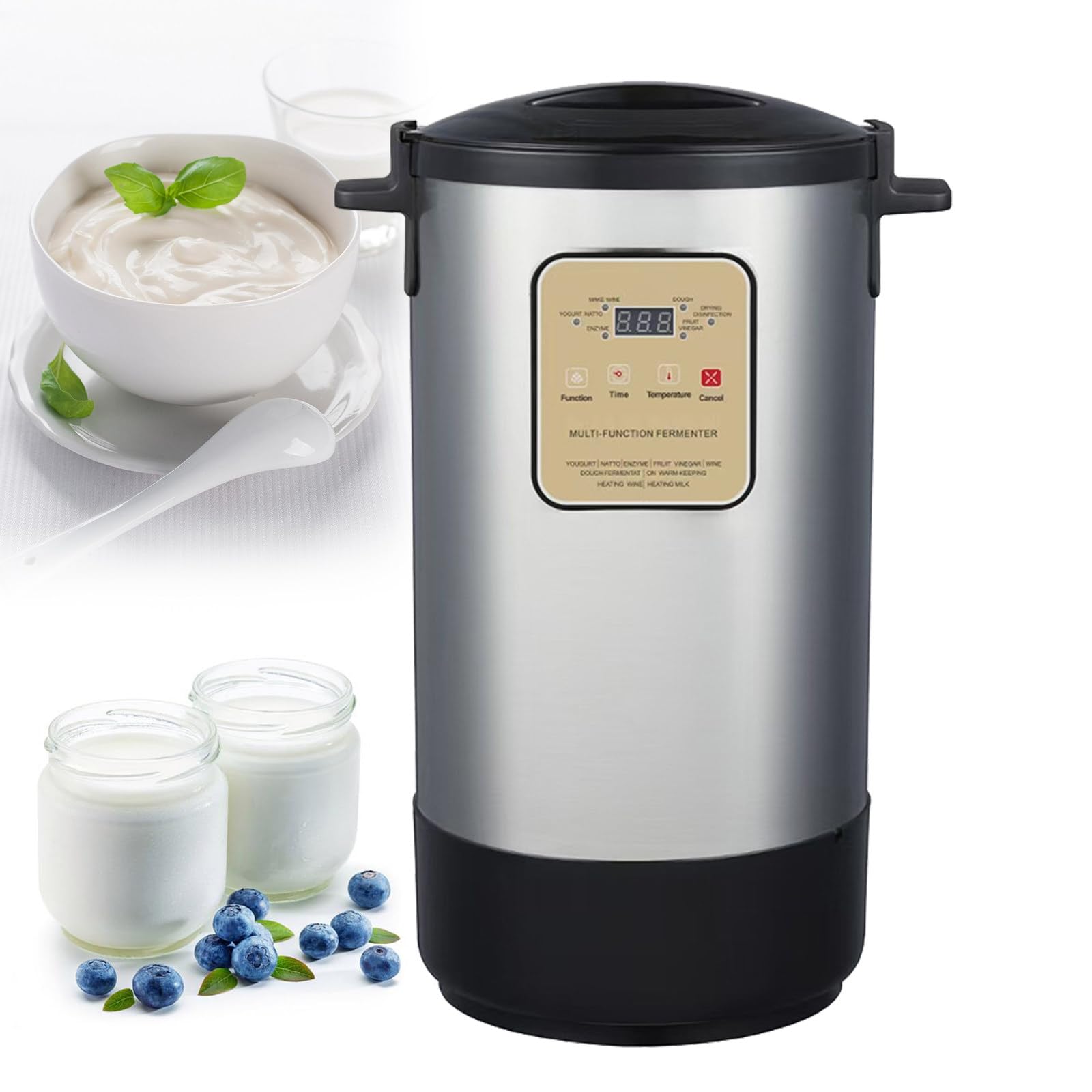 Máquina de Fermentación Comercial Fermentador de Yogur, Control Automático, Tiempo y Temperatura Ajustables, para Queso, Vino de Frutas, Masa y Natto 12L