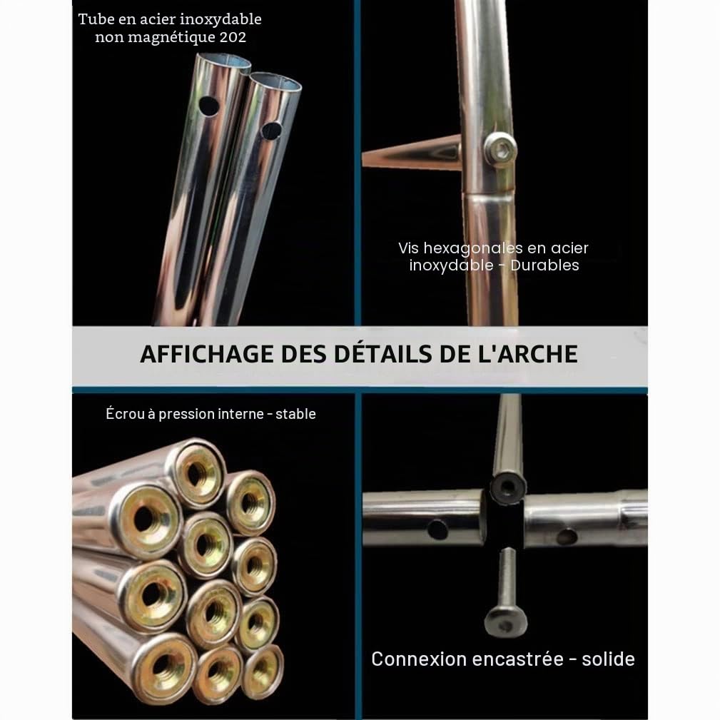 Jardin Métal Arche Acier Inoxydable Arche À Rosiers Largeur 120-350 Cm, Facile À Assembler(Size:120 * 230cm(47 * 90in))