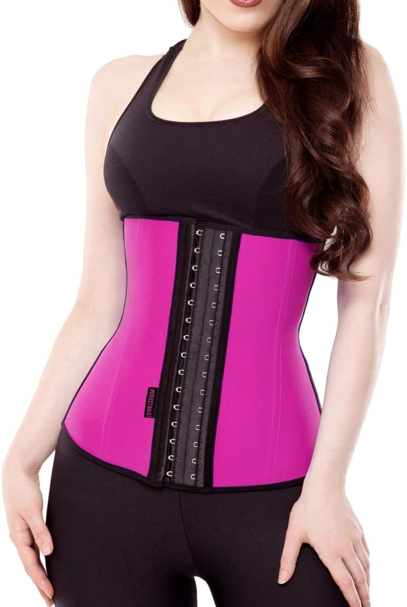 Women Hot Sweat Latex Waist Trainer Corset Trimmer Belt Body Shaper Slimming Pink XL