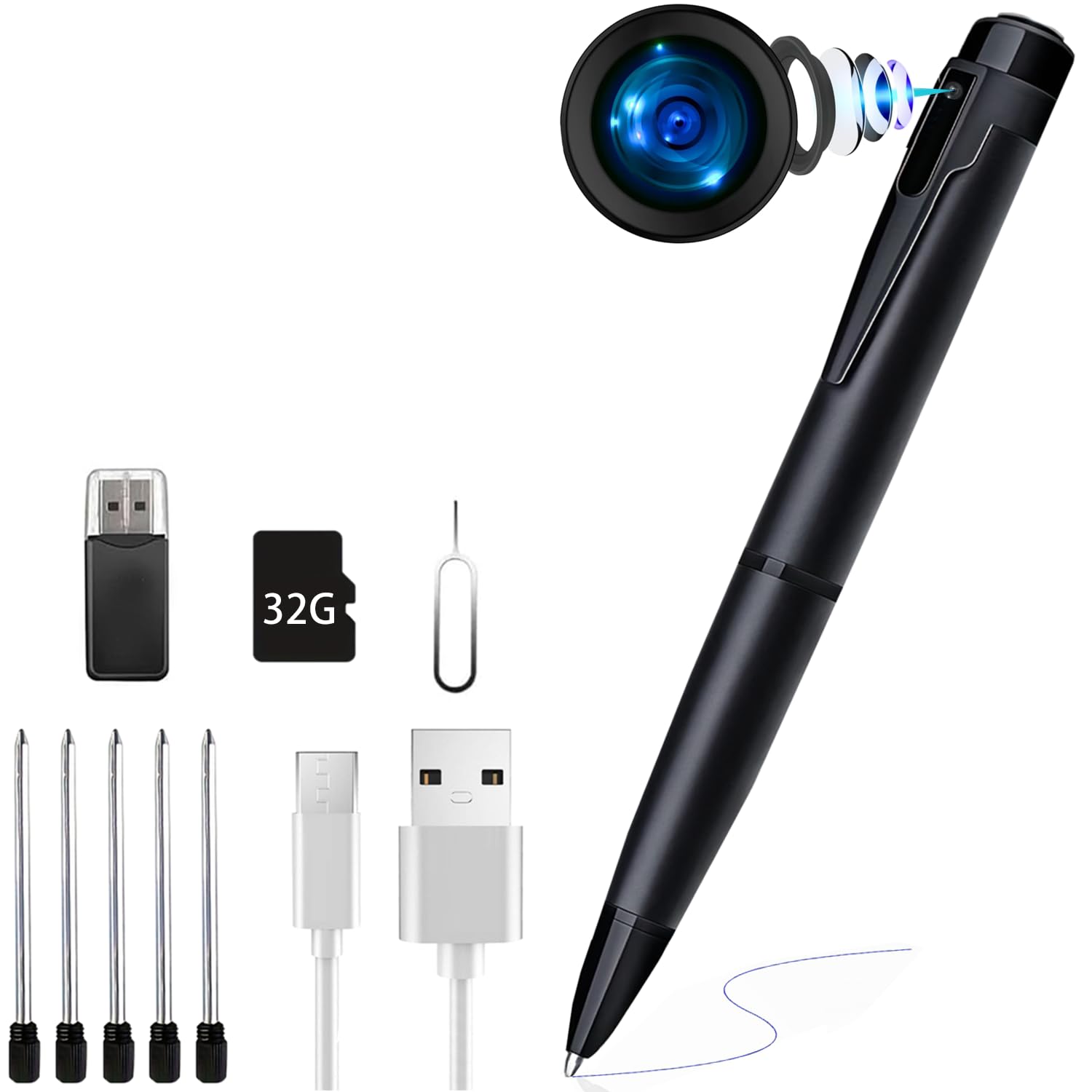 Caméra stylo enregistrement un clic et autonomie de 2 heures