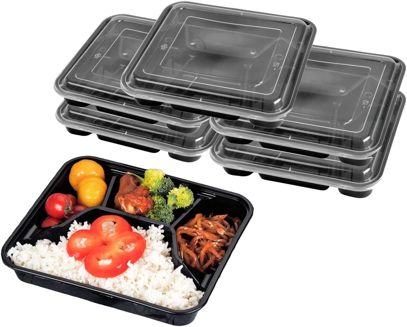 Caja de 7 Contenedores de Alimentos Reutilizables con División 4 Compartimentos Recipientes para Caja de 7 Contenedores de Alimentos Reutilizables con División 4 Compartimentos Recipientes para