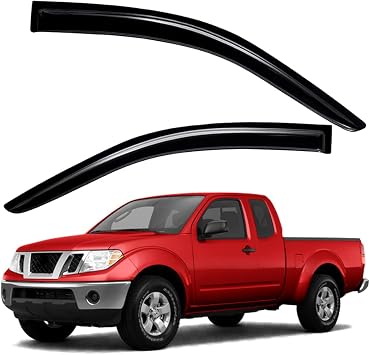 Lightronic Extra Durable Outside-Mount Auto Vent Window Visor, Fits 2005-2019 Nissan Frontier, King Cab, UV Protection Rain Guard, Original Wind Deflector, No-Drill Easy Install, Dark Smoke, 2-Pcs