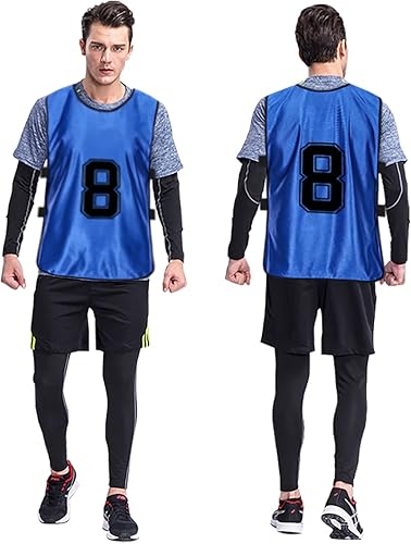 Miniatura 10 de Scrimmage - Chaleco de entrenamiento de equipo deportivo con pinnies reversibles numerados para equipo de fútbol para niños, jóvenes y adultos