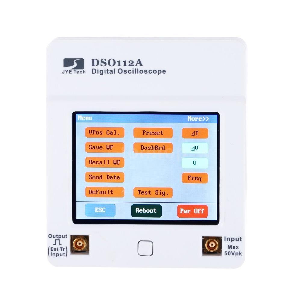 DollaTek DSO112A Digitales Taschen-Oszilloskop w/Screen 2.4inch TFT Touchpanel, Standard-BNC-Prüfspitze, MCX Klippkabel und Batterie eingeschlossen
