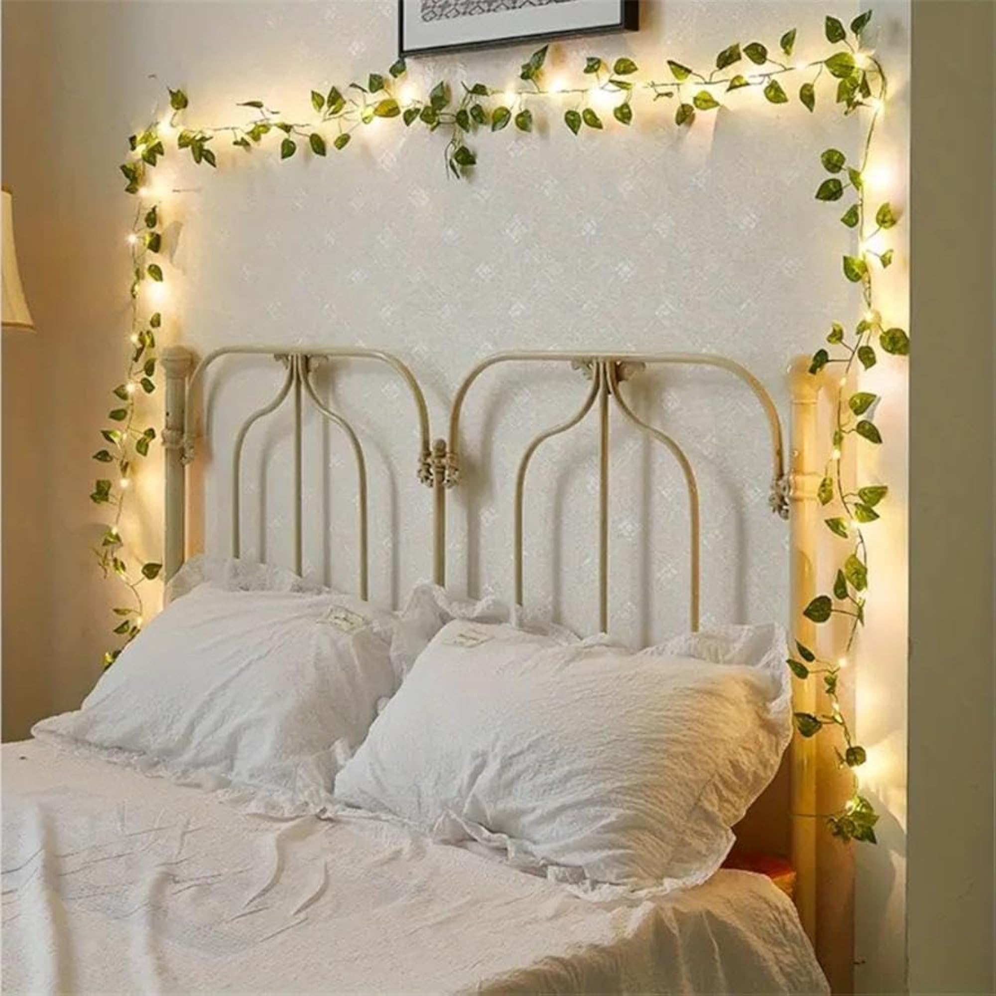 PartySanta Artificial Money Plant & String Lights, 2+2 Pieces