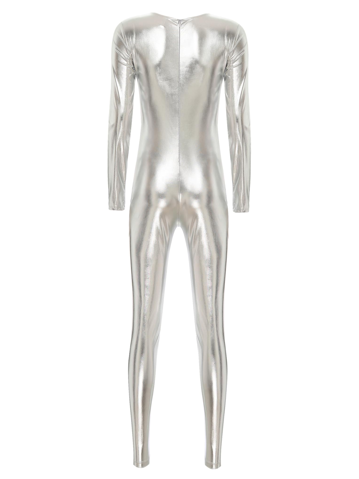 Maillot Gimnasia Ritmica Brillante para Mujer Metálico Danza Ballet Leotardo de Patinaje Artistico Manga Larga Mono Deportivo Completo Una Pieza Ropa de Baile
