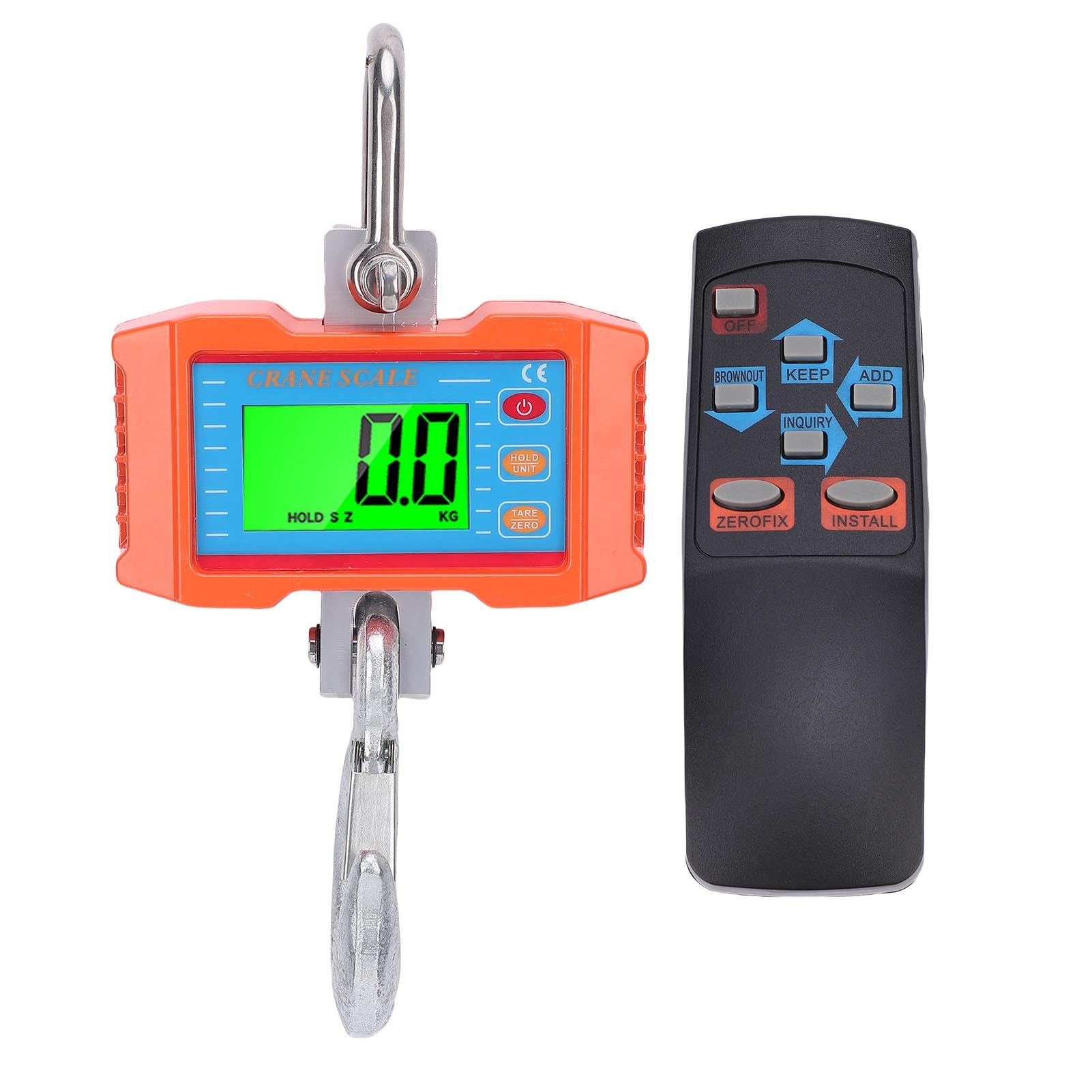 Fockety Digitale Kranwaage, 2000 kg, robuste Industrie-Hängewaage mit LED-Anzeige und Fernbedienung, für Industrie, Landwirtschaft, Baugewerbe, Fischerei