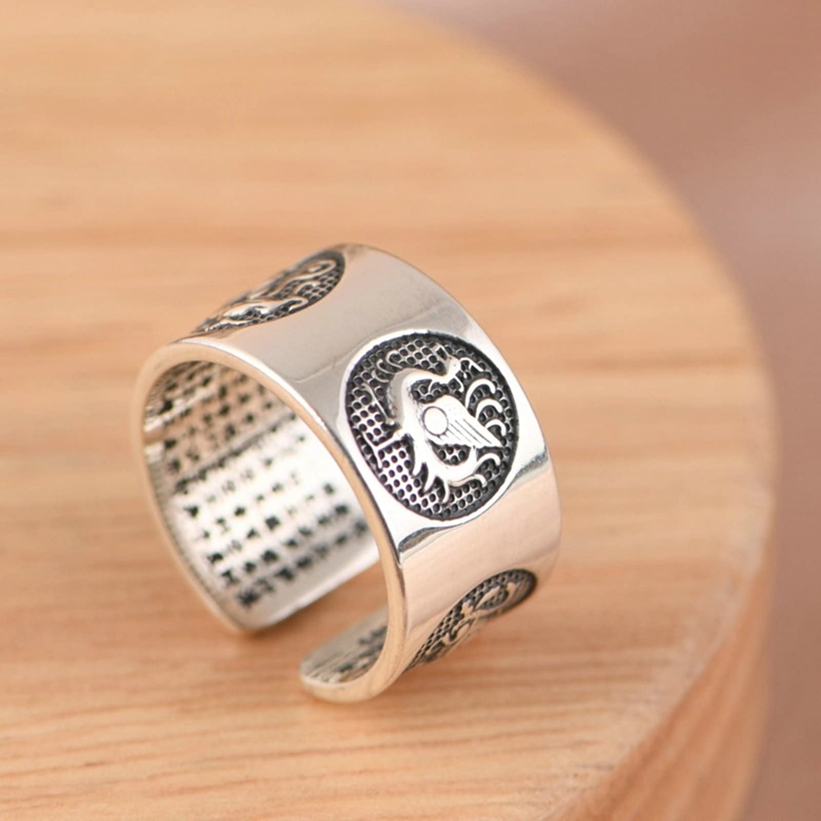 Anillos de boda únicos de plata de ley, anillo ajustable para mujer, diseño de animales antiguos de la suerte