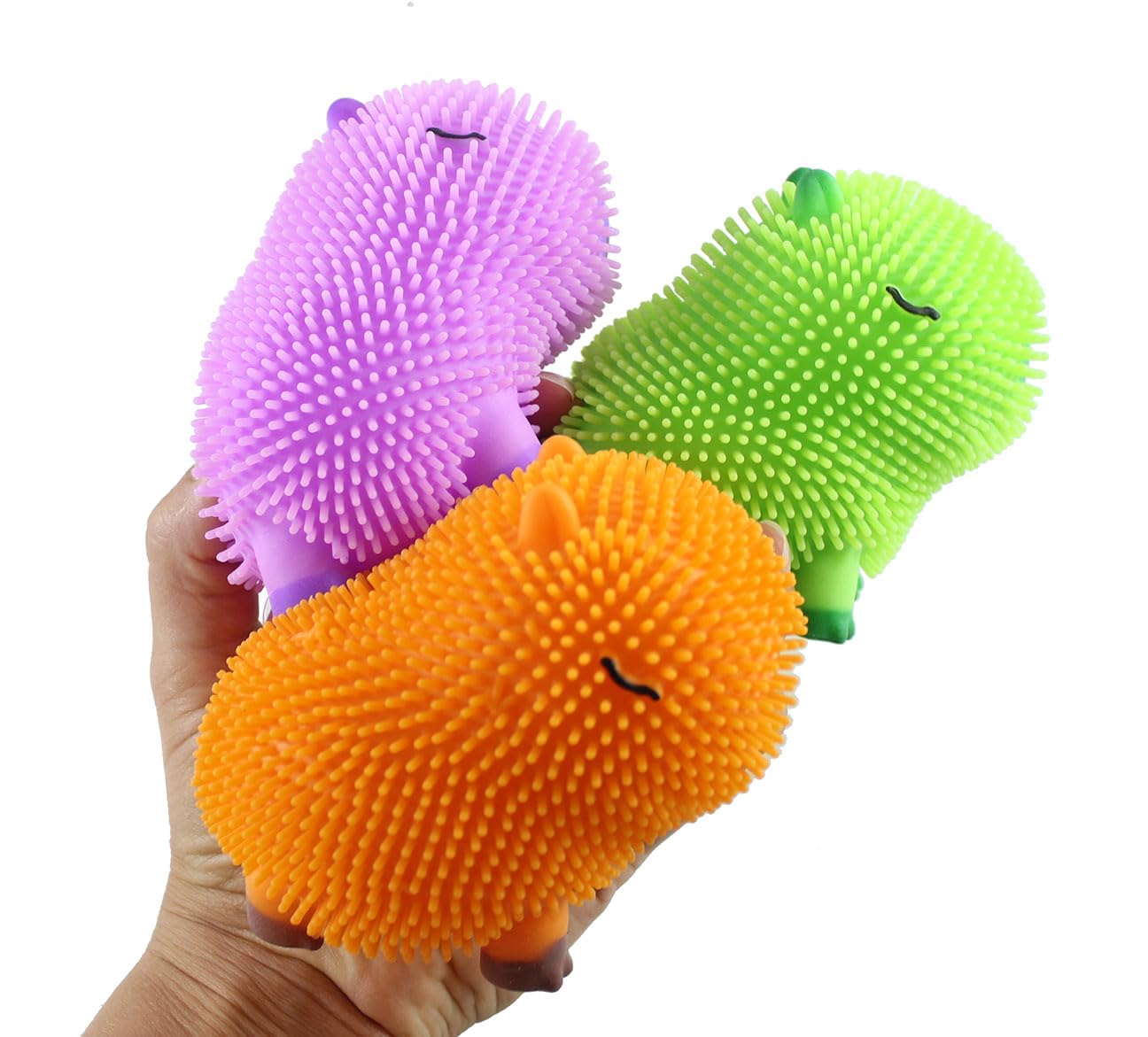 Set of 3 Random Capybara Puffer Air- Filled Squeeze Stress Balls - Large Rodent - Sensory, Stress, Fidget Toy (Set of 3 Random Colors)