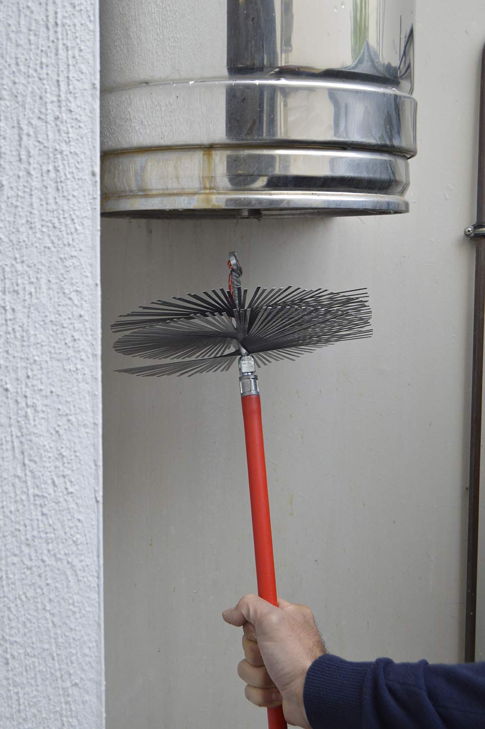 Pyro Feu 862618 Testina spazzacamino acciaio 250 mm filettatura metrica 12, Grigio