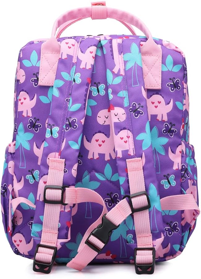 Cute Preschool Backpack Toddler School Book Bag for Girls Boys Kids Kindergarten Nursery Travel Bag with Chest Strap(12inch, Girly Dinosaur) - Image 6