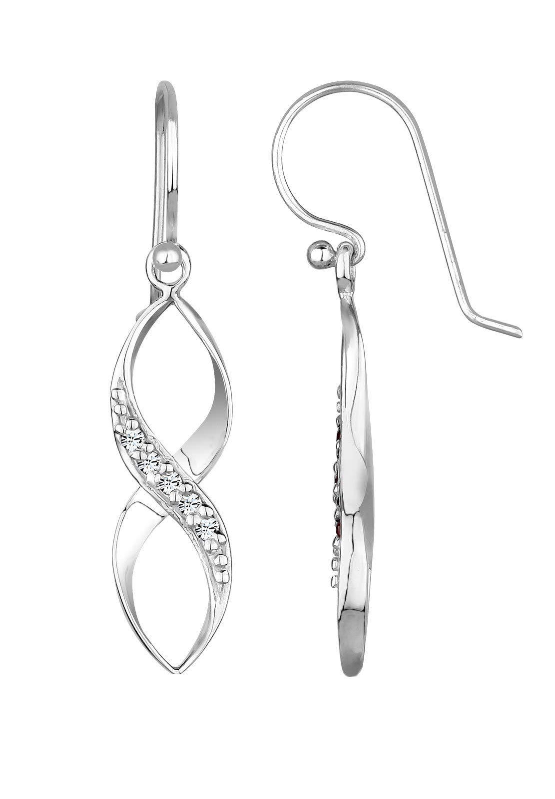 ElliWomen's Earrings Spiral Infinity Delicate with Crystals 925 Sterling Silver