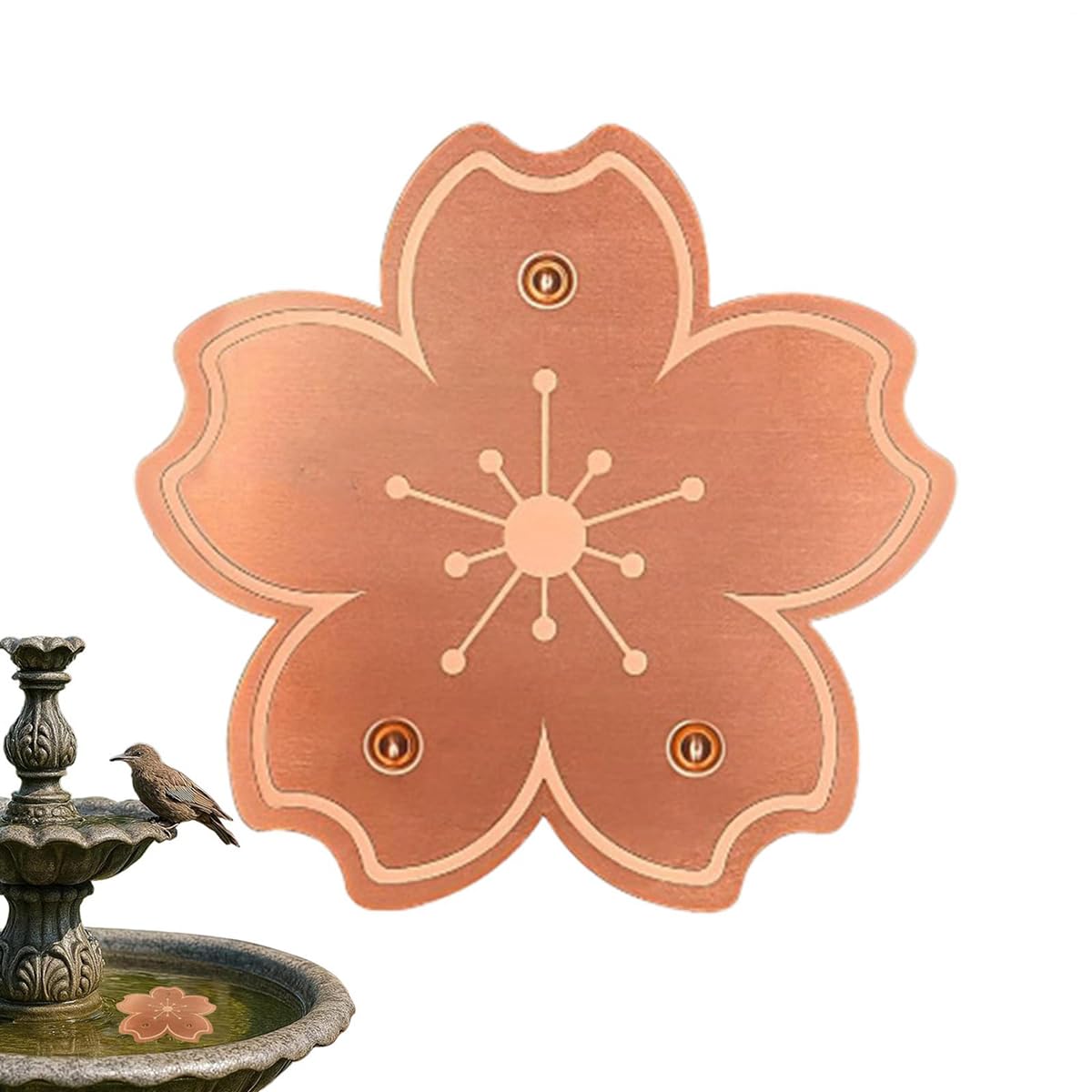 Bird Bath Cleaner Copper Disc Physical Safe Water Purification Triple Point Support Keeps Water Fresh Lower Cleaning Frequency Durable All Season Copper Plate for Patio Garden Yard Park Bird Bowl Feed