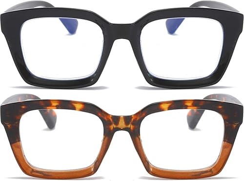 Miniatura 1 de REAVEE Paquete de 4 lentes de lectura de gran tamaño estilo Oprah para mujeres y hombres, bloqueo de luz azul, para damas elegantes retro cuadrados
