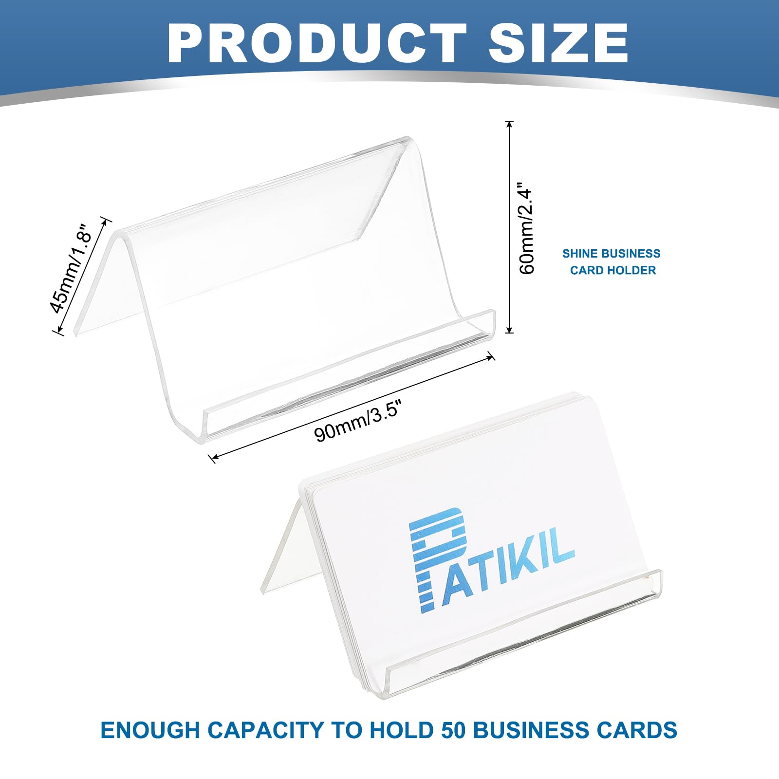 PATIKIL Business Card Holder for Desk Acrylic Business Card Holders Shine Card Stand Organizer Cards Display for Office Exhibition Clear - Image 2