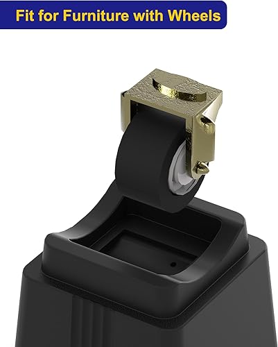 Miniatura 5 de Paquete de 4 elevadores ajustables para muebles de cama que elevan 5 pulgadas de altura, bloques rectangulares resistentes para sofá, silla, patas