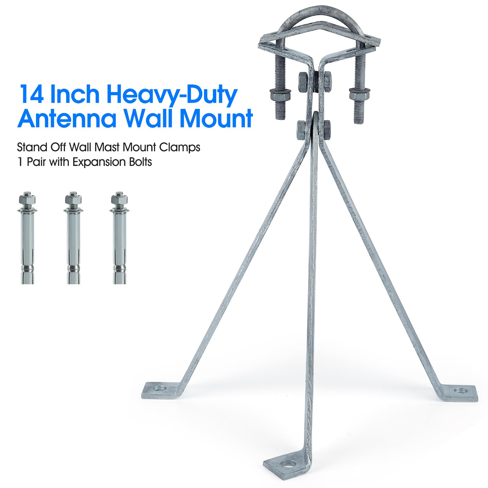 Windproof Stand Off Wall Mast Mount Satellite Dish Mounts (1 para uchwytów (3 nogi + 2 stopy), 35 cm)