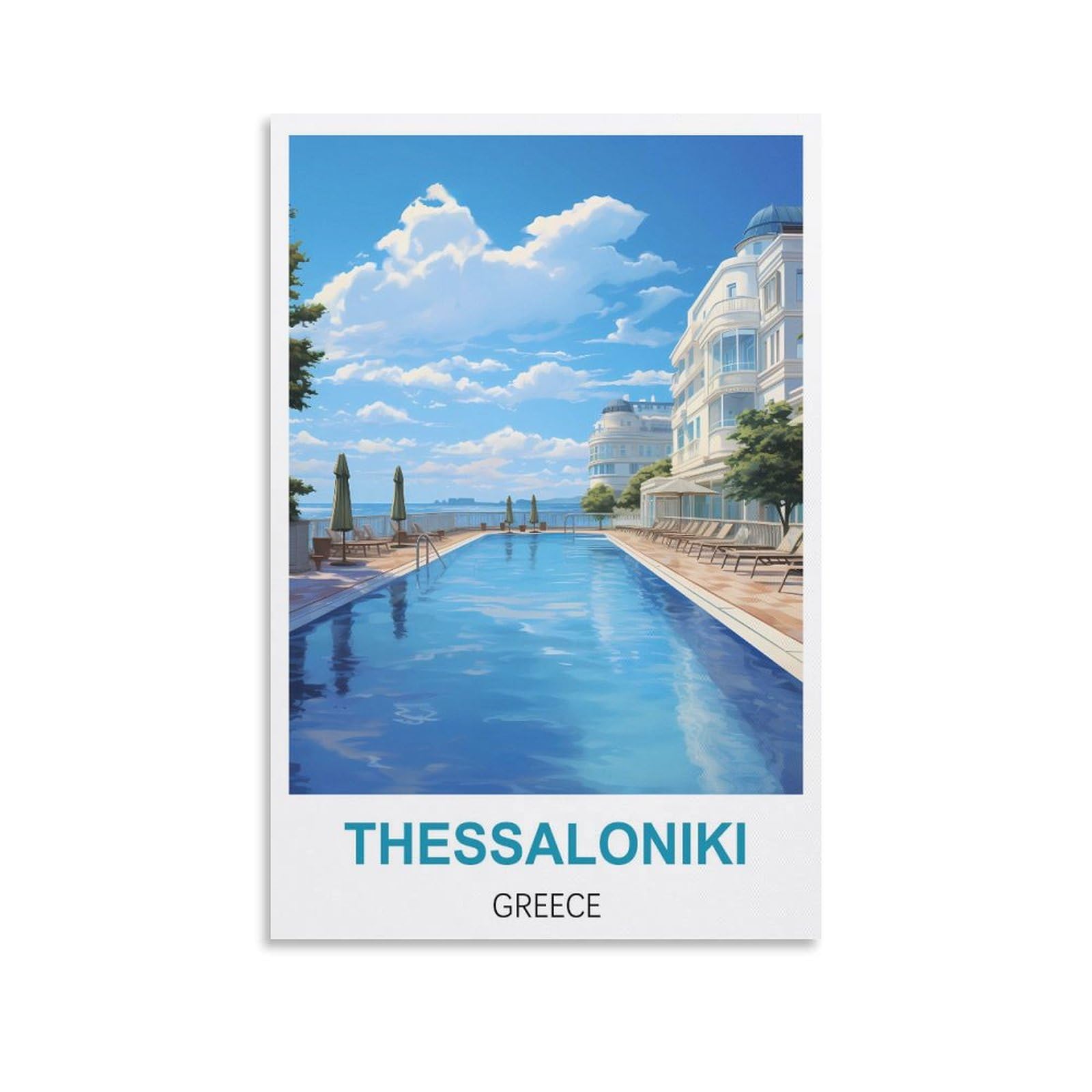 Metal Tin Sign Plaque Poster,Thessaloniki Greece,Vintage Tin Sign Metal Retro Art Wall Poster for Home Club Garden Decor 15x30cm