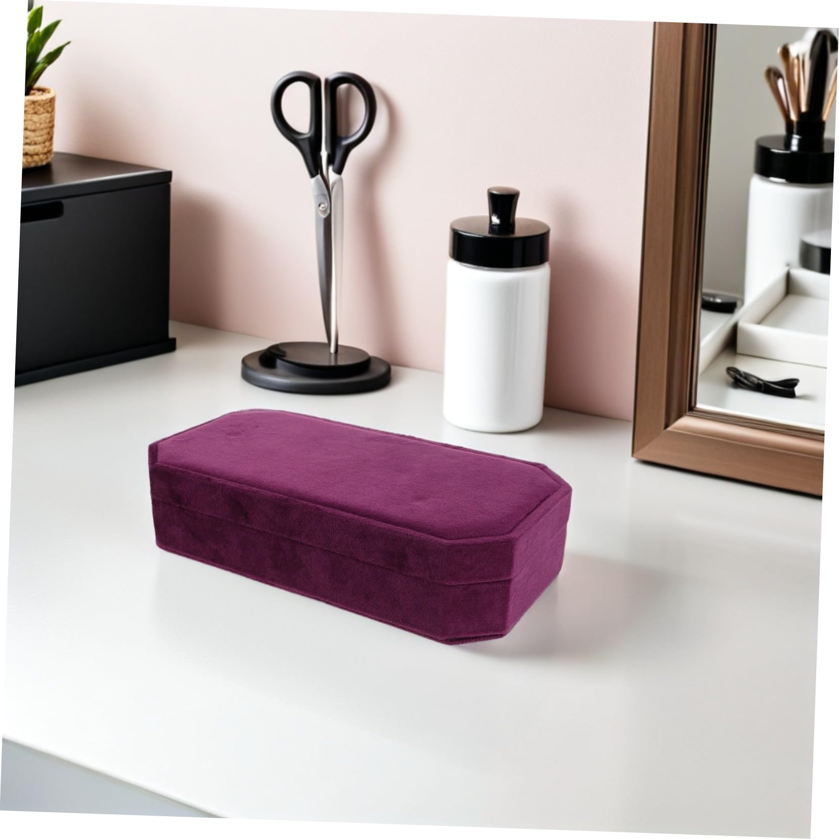 iplusmile Joyero para Pendientes Octogonal con Tapa, Púrpura, Terciopelo