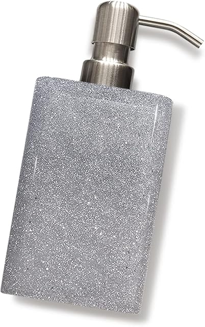 Washing Up liquid Soap Dispenser Glitter Silver Color for Bathroom/Kitchen Sink Decor Refillable Hand Pump Soap Bottle with Rust-Proof Pump Stylish Bling Silver Shampoo&Conditioner Dispenser(430ml)