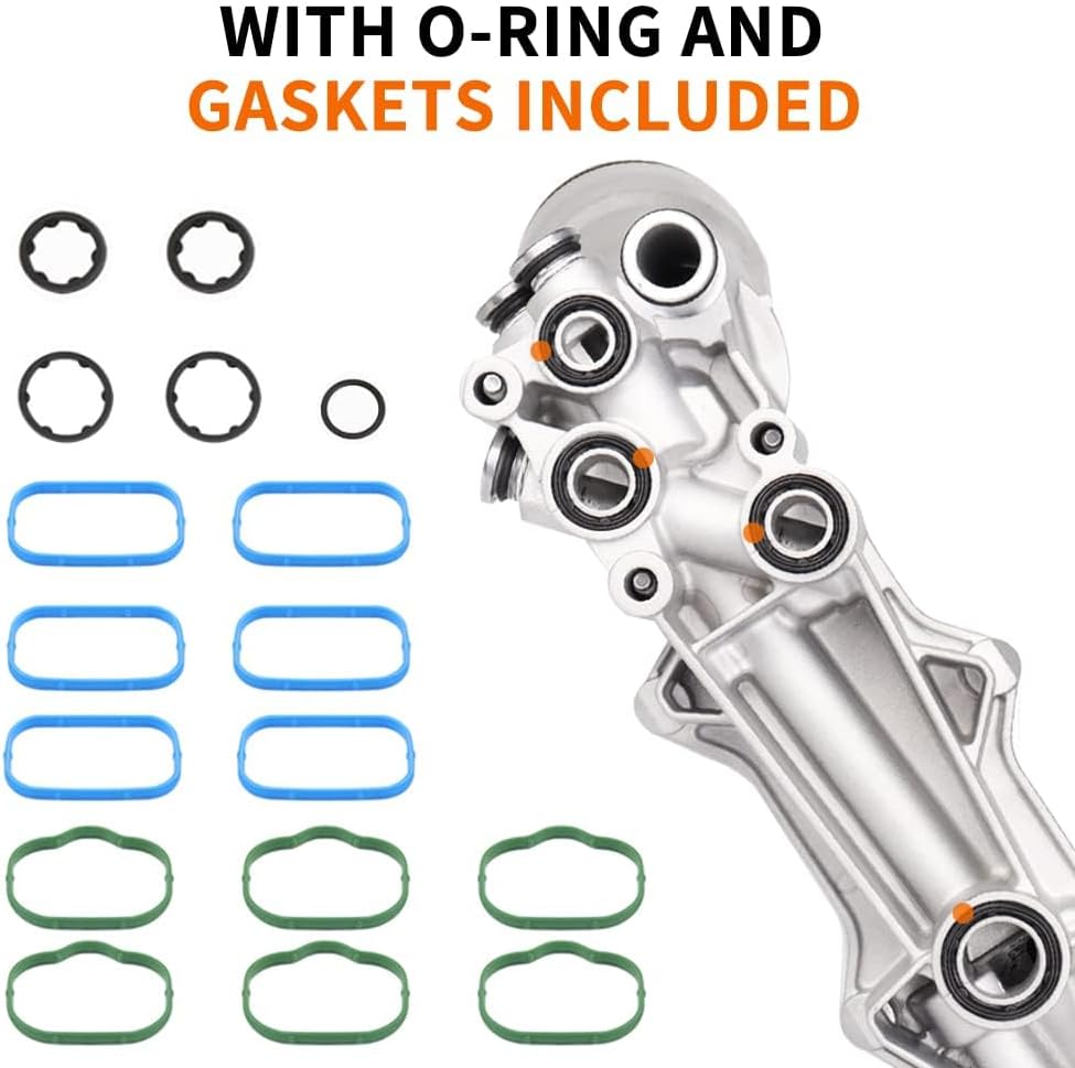 926-959 Upgraded Aluminum Engine Oil Cooler Kit and Oil Filter Housing Assembly Gaskets Sensor Fit for 3.6L 2011-2016 Chrysler 200 300, Dodge Charger, Grand Cherokee, ProMaster 3.6 V6 926-876