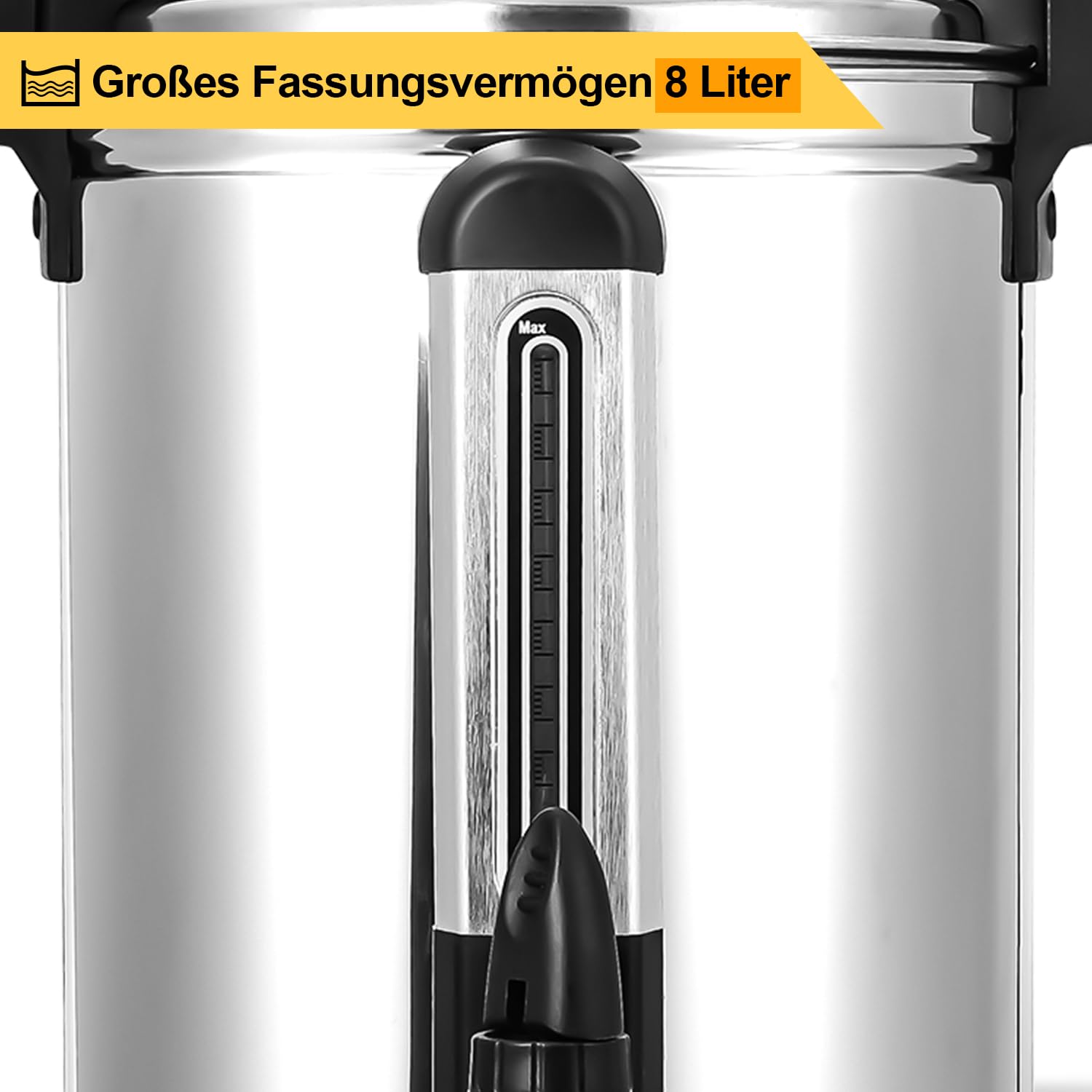 Daromigo Glühweinkocher 8L 1500W Edelstahl mit Zapfhahn Thermostat Einstellbare Temperatur 30-110°C