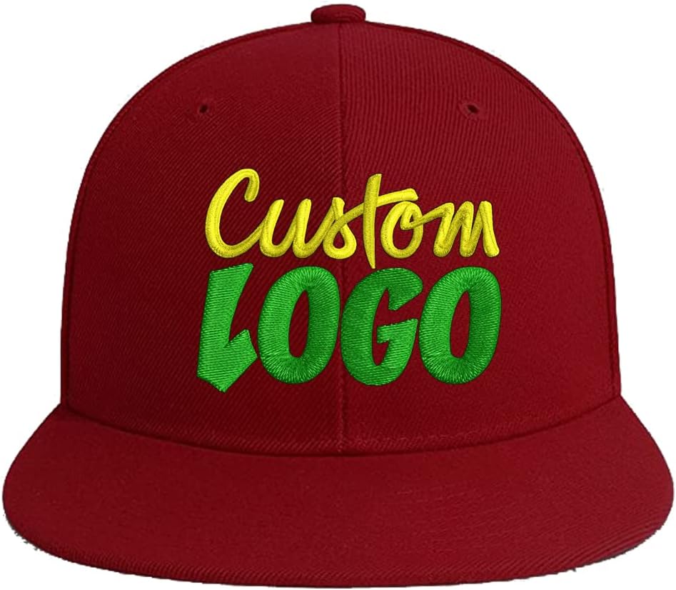 Custom Logo Snapback Hat for Men Design Your Own Embroidery Flat Bill Visor Classic Adjustable Baseball Cap