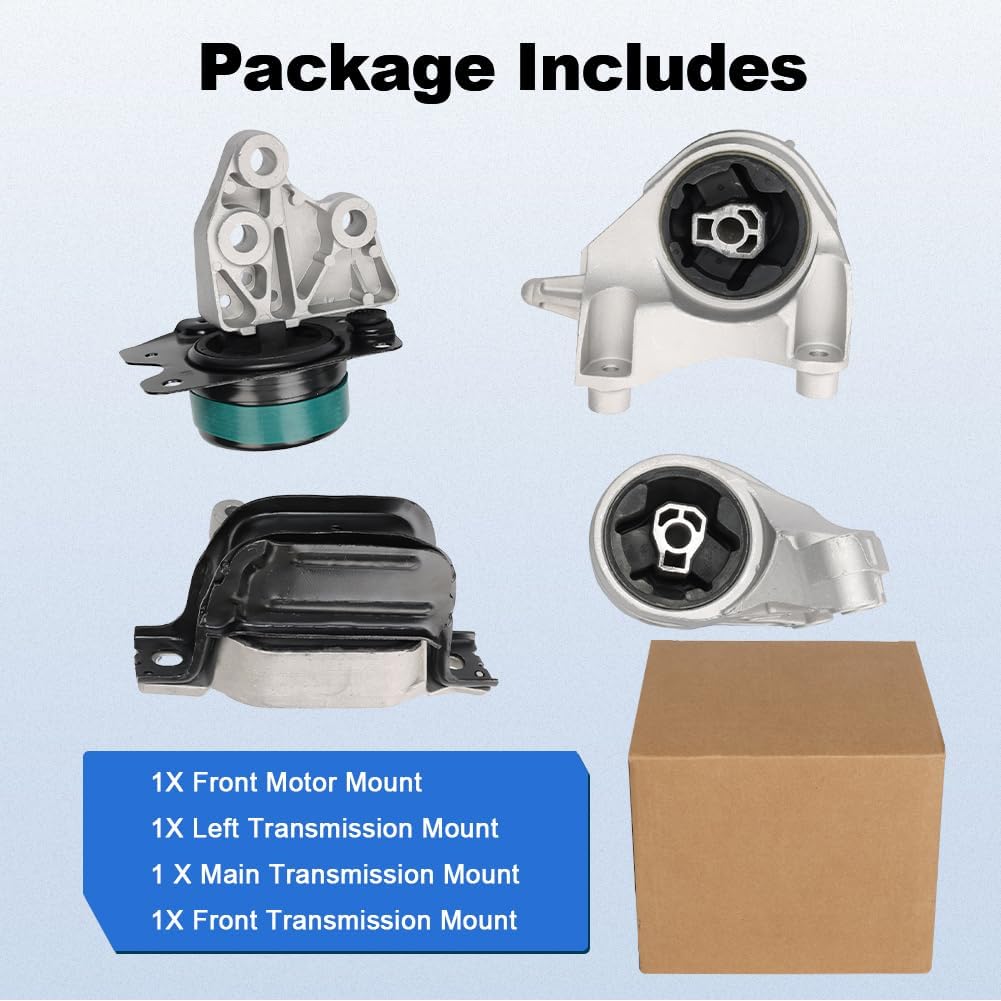 4PCS Engine Motor Transmission Mounts Set Replacement for 2010-2017 GMC Terrain, Chevrolet Equinox, Captiva Sport 2.4L Auto Trans Replacement for A5618, A5562, A5633, A5659
