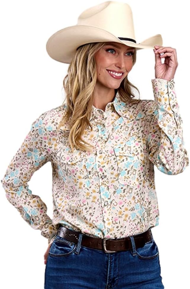 Stetson Western Shirt Women L/S Floral M Cream 11-050-0590-3010 WH