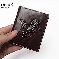 Vista 27 de Hombres Cool Eagle Wolf Caballo Totem Cuero Vaca Vertical Cartera Cremallera Multi-tarjeta Titular, Tótem de caballo, Minimalista